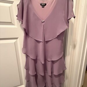 SLNY Women's Purple Tiered Midi Dress